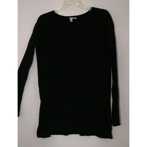NORDSTROM HALOGEN sz S Solid Black Long Sleeve Tunic Slip On Knit Top